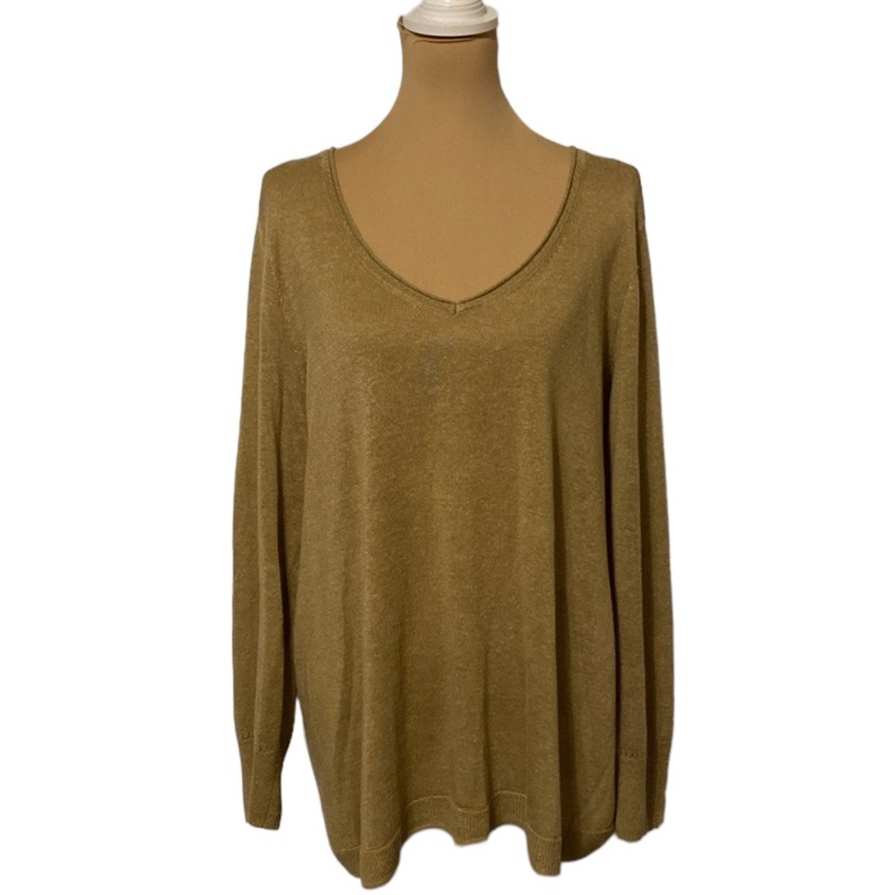 Chico's Pullover V-Neckline Long Sleeve Lightweight Linen Blend Sweater 3